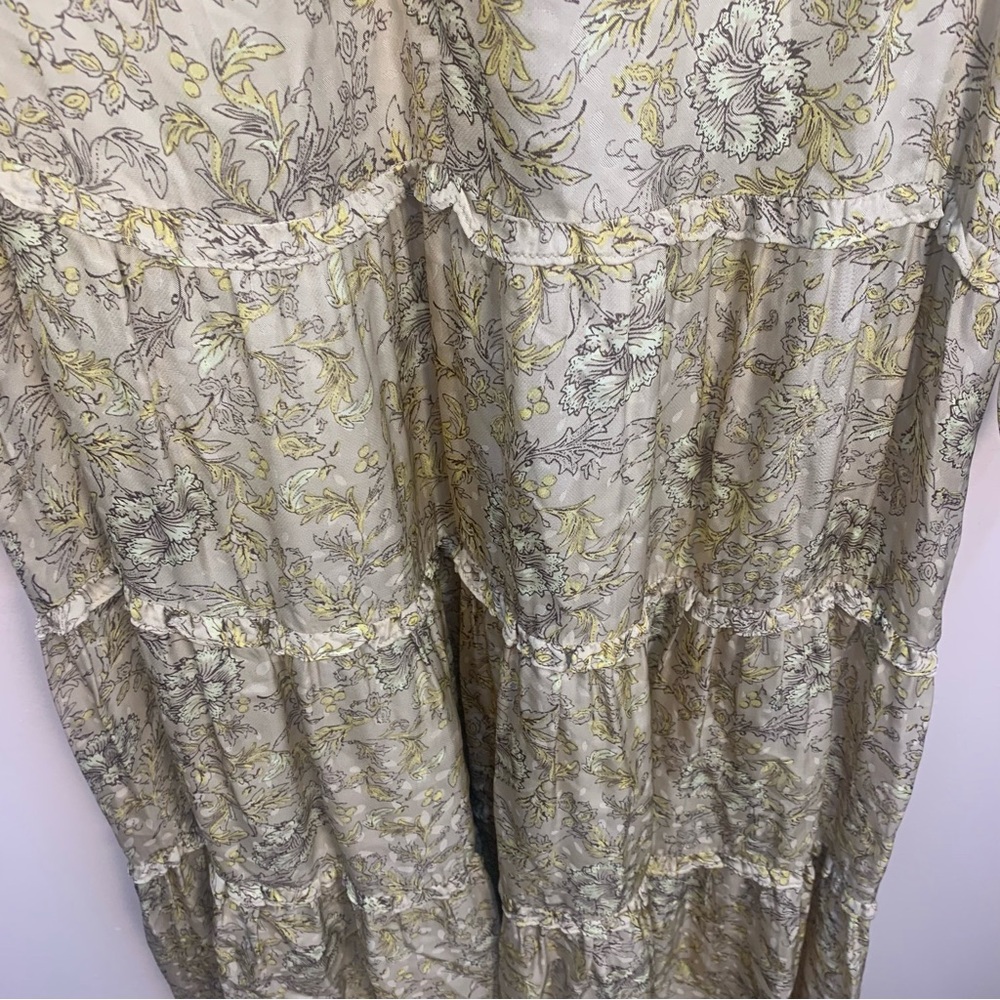 Current air Anthropologie Floral Satin Tiered Maxi Dress Long Sleeve - Picture 5 of 12